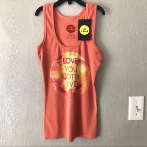 Life Is Good Peach Ribbed Racerback Sleep Tank Top